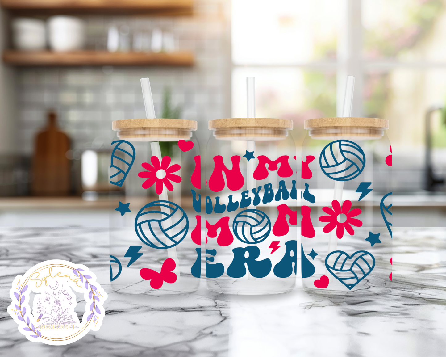 Volleyball Mom Era Glass Can