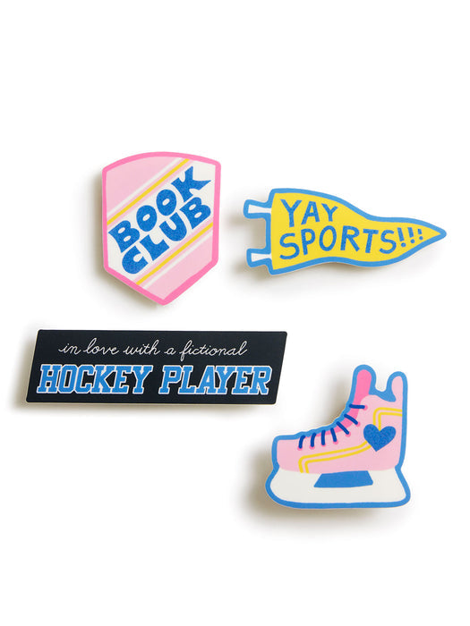 Pegatinas de romance de hockey - Juego de 4 pegatinas