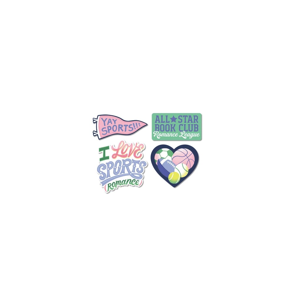Pegatinas "Me encantan los deportes y el romance" Juego de 4