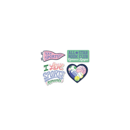 Pegatinas "Me encantan los deportes y el romance" Juego de 4