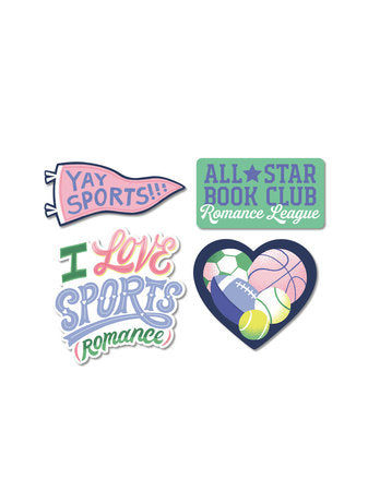 Pegatinas "Me encantan los deportes y el romance" Juego de 4