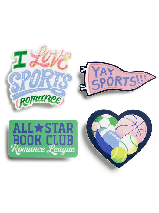 Pegatinas "Me encantan los deportes y el romance" Juego de 4