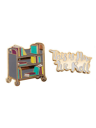 This is How We Roll Book Truck Enamel Pin Set - Pin Set of 2