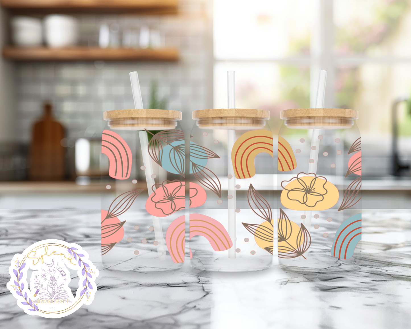 Floral Glass Can