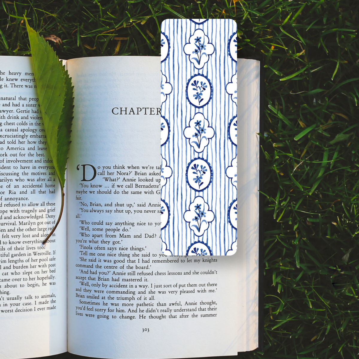 Floral Blue Bookmark